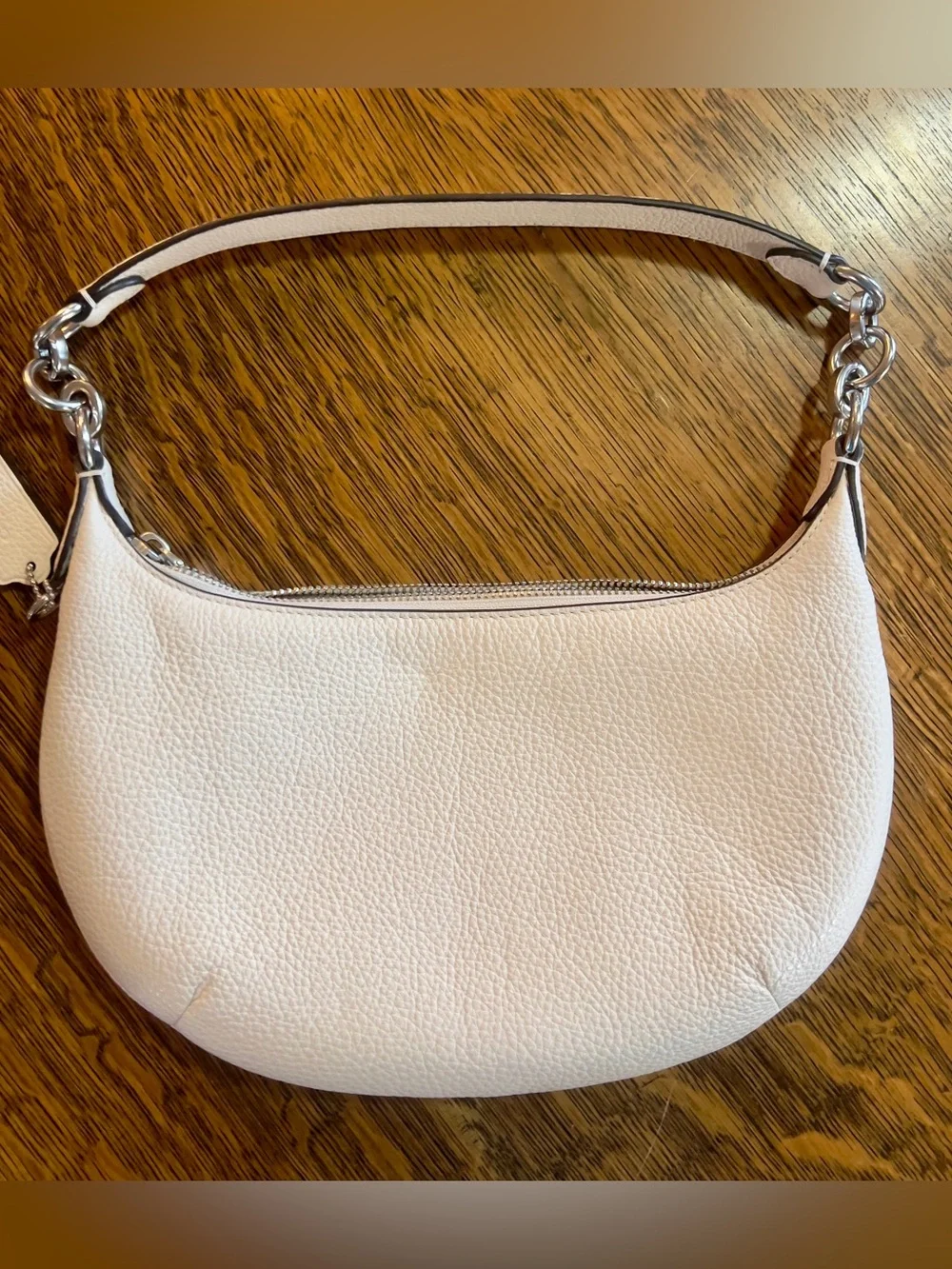 Coach Pebbled Leather Shoulder Bag in Cream with Silver Hardware - Picture 2 of 4